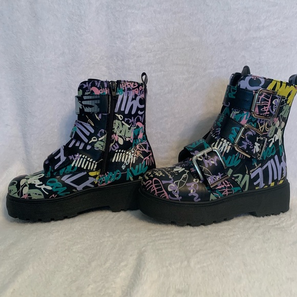Very colorful Yoki Graffiti ankle boots size 6 - Picture 4 of 8